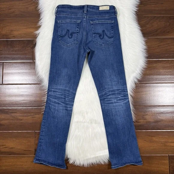 Ag Adriano Goldschmied Women's Medium Blue Cropped Bootcut Jeans - Picture 6 of 9